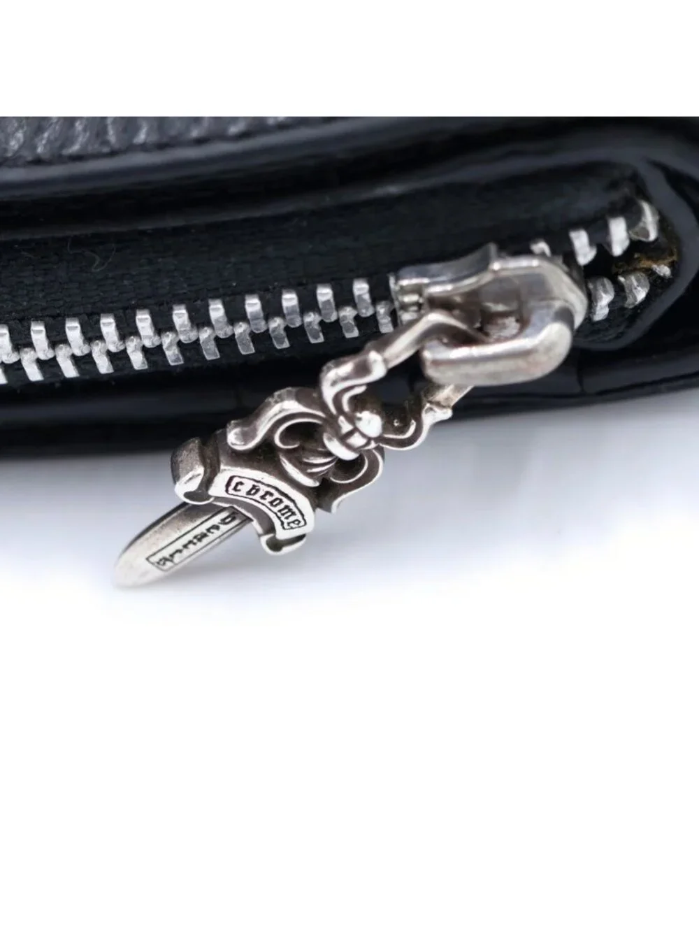 Chrome Hearts SQ Zip Bill Square Zip Leather Wallet Black